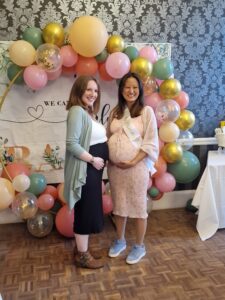 Stephanie and Anushuya at their baby showers- International Day of Women and Girls in Science